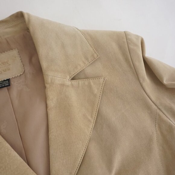 Vintage Denver Hayes Beige 100% Suede Leather Button Up Blazer Jacket 2Xl - Picture 9 of 15